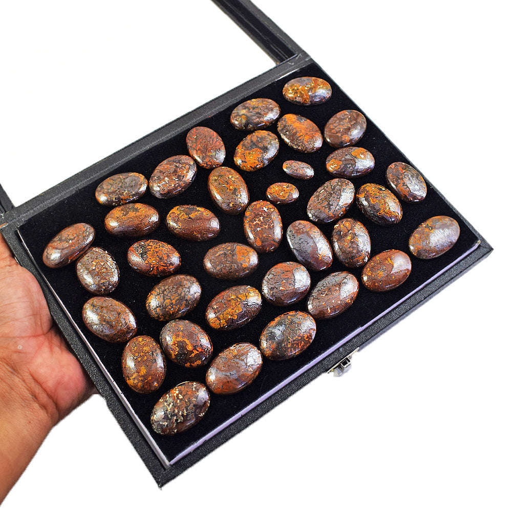 gemsmore:Exclusive Brown Medicine Untreated Gemstone Cabochon Lot gemsmore:Exclusive Brown Medicine Untreated Gemstone Cabochon Lot