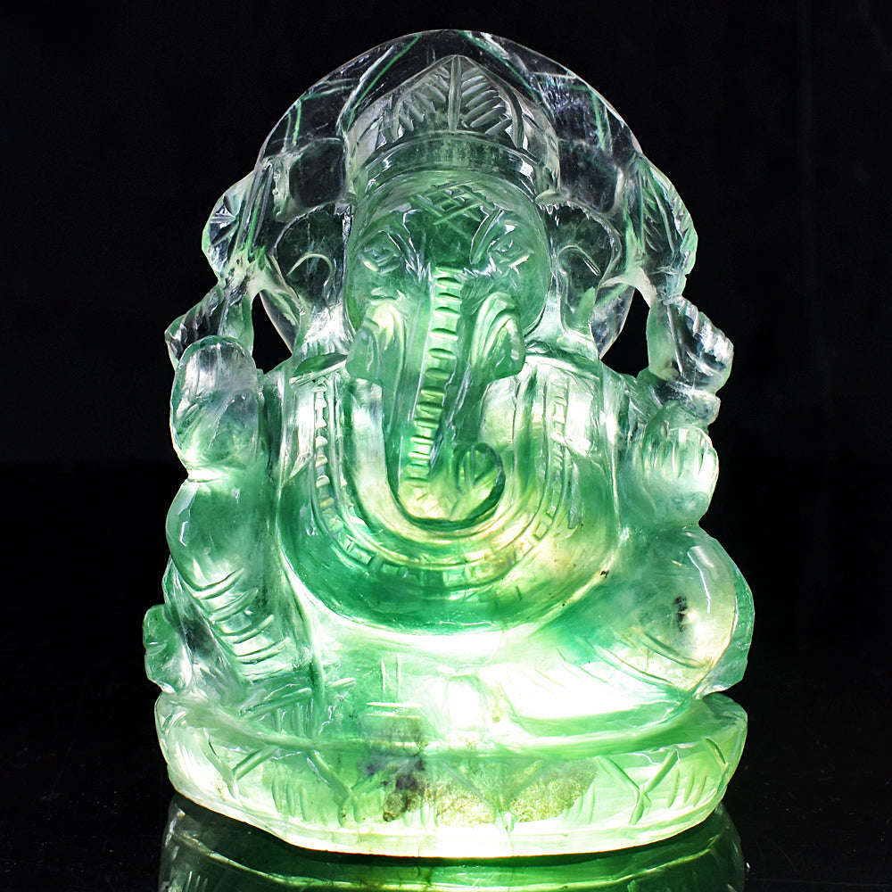 gemsmore:Exclusive Green Fluorite Hand Carved Lord Ganesha gemsmore:Exclusive Green Fluorite Hand Carved Lord Ganesha