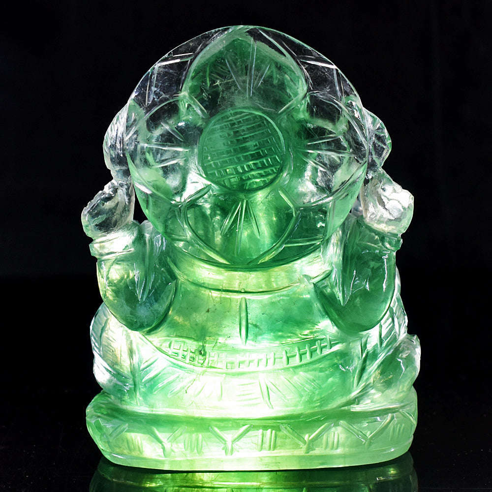 gemsmore:Exclusive Green Fluorite Hand Carved Lord Ganesha gemsmore:Exclusive Green Fluorite Hand Carved Lord Ganesha