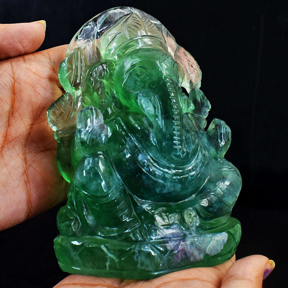 gemsmore:Exclusive Green Fluorite Hand Carved Lord Ganesha gemsmore:Exclusive Green Fluorite Hand Carved Lord Ganesha