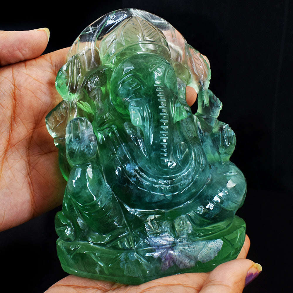 gemsmore:Exclusive Green Fluorite Hand Carved Lord Ganesha gemsmore:Exclusive Green Fluorite Hand Carved Lord Ganesha