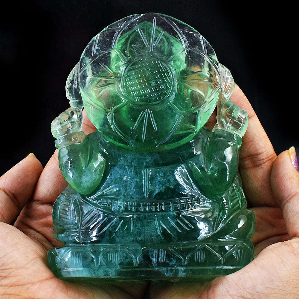 gemsmore:Exclusive Green Fluorite Hand Carved Lord Ganesha gemsmore:Exclusive Green Fluorite Hand Carved Lord Ganesha