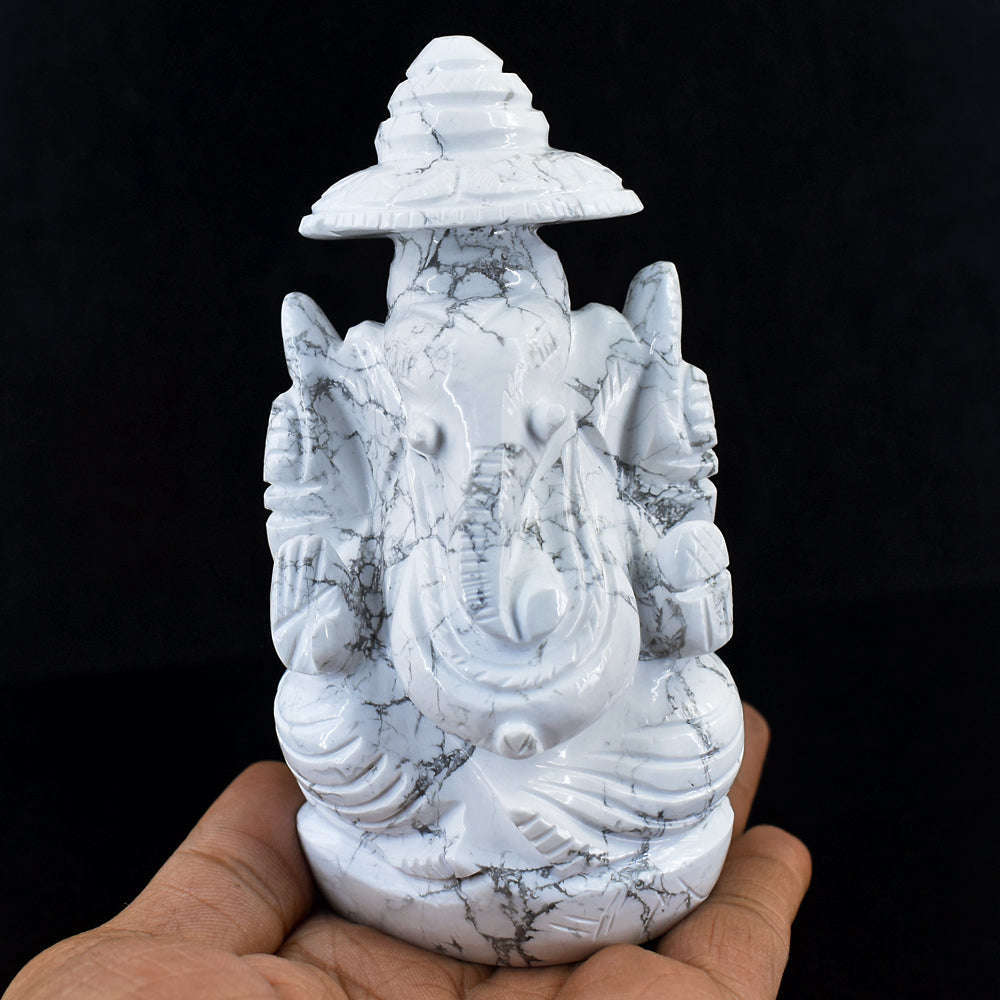 gemsmore:Exclusive Howlite Hand Carved Ganesha gemsmore:Exclusive Howlite Hand Carved Ganesha