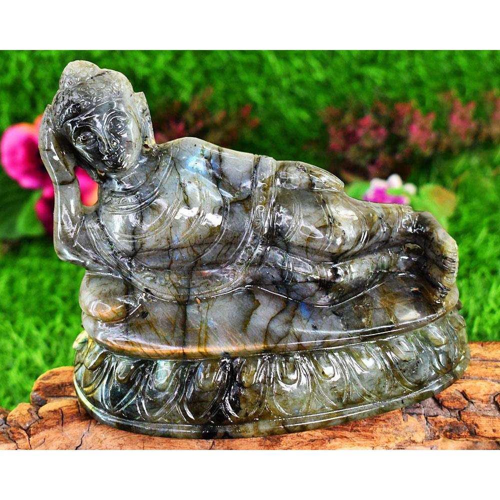 gemsmore:Exclusive Labradorite Hand Carved Genuine Crystal Gemstone Carving Huge Sleeping Lord Buddha gemsmore:Exclusive Labradorite Hand Carved Genuine Crystal Gemstone Carving Huge Sleeping Lord Buddha
