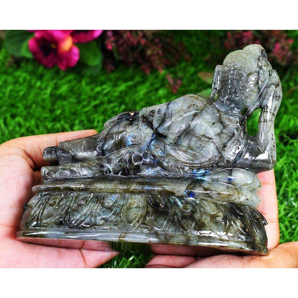 gemsmore:Exclusive Labradorite Hand Carved Genuine Crystal Gemstone Carving Huge Sleeping Lord Buddha gemsmore:Exclusive Labradorite Hand Carved Genuine Crystal Gemstone Carving Huge Sleeping Lord Buddha