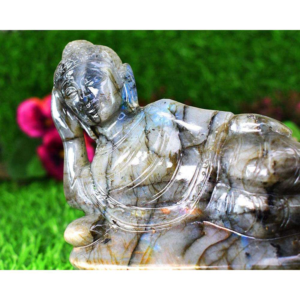 gemsmore:Exclusive Labradorite Hand Carved Genuine Crystal Gemstone Carving Huge Sleeping Lord Buddha gemsmore:Exclusive Labradorite Hand Carved Genuine Crystal Gemstone Carving Huge Sleeping Lord Buddha