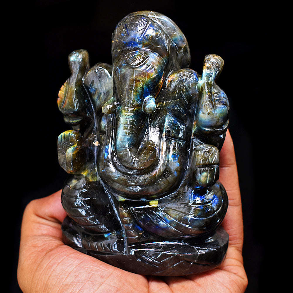 gemsmore:Exclusive Labradorite Hand Carved Genuine Crystal Gemstone Carving Lord Ganesha gemsmore:Exclusive Labradorite Hand Carved Genuine Crystal Gemstone Carving Lord Ganesha
