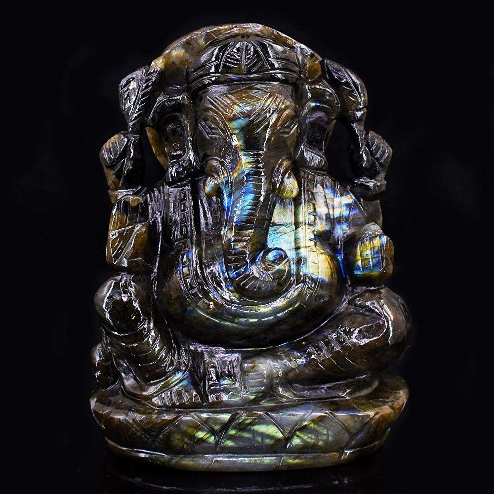 gemsmore:Exclusive Labradorite Hand Carved Genuine Crystal Gemstone Carving Lord Ganesha gemsmore:Exclusive Labradorite Hand Carved Genuine Crystal Gemstone Carving Lord Ganesha