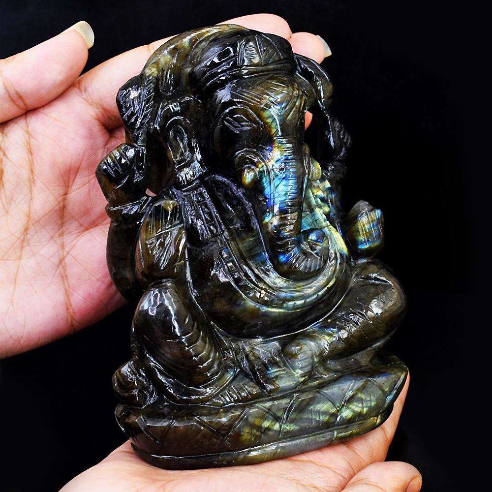 gemsmore:Exclusive Labradorite Hand Carved Genuine Crystal Gemstone Carving Lord Ganesha gemsmore:Exclusive Labradorite Hand Carved Genuine Crystal Gemstone Carving Lord Ganesha