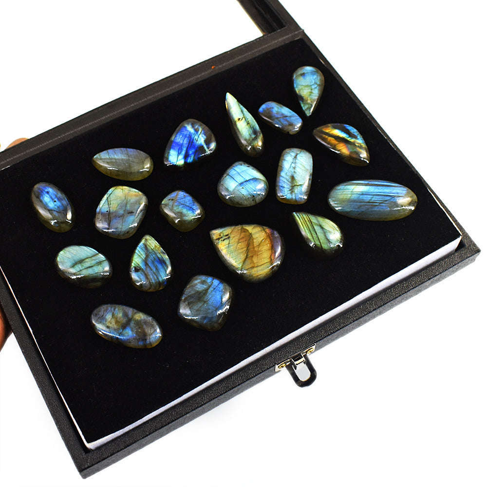gemsmore:Exclusive Labradorite Untreated Gemstone Cabochon Lot gemsmore:Exclusive Labradorite Untreated Gemstone Cabochon Lot