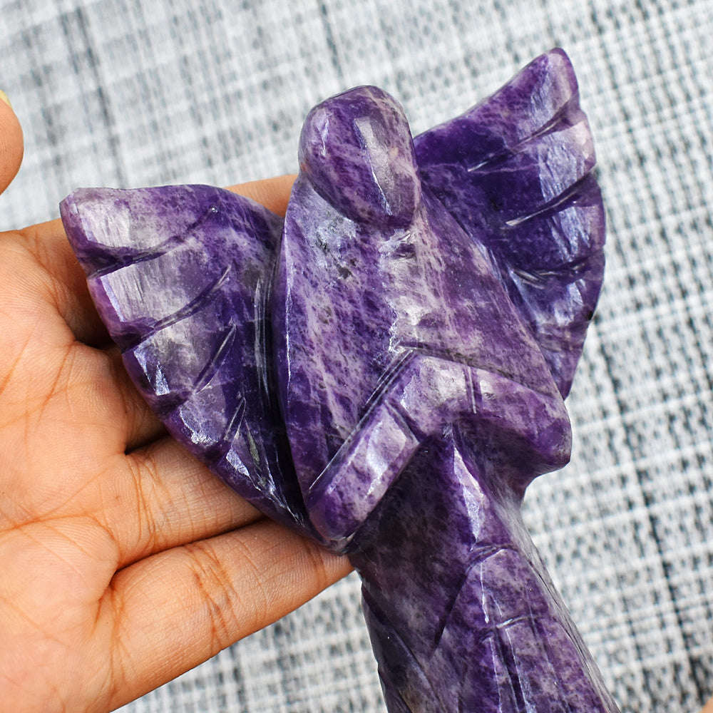 gemsmore:Exclusive Lepidolite Hand Carved Genuine Crystal Gemstone Carving Praying Angel gemsmore:Exclusive Lepidolite Hand Carved Genuine Crystal Gemstone Carving Praying Angel