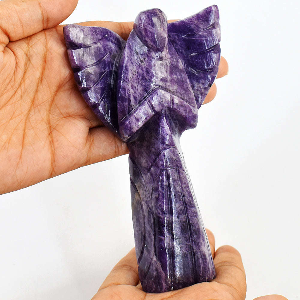 gemsmore:Exclusive Lepidolite Hand Carved Genuine Crystal Gemstone Carving Praying Angel gemsmore:Exclusive Lepidolite Hand Carved Genuine Crystal Gemstone Carving Praying Angel