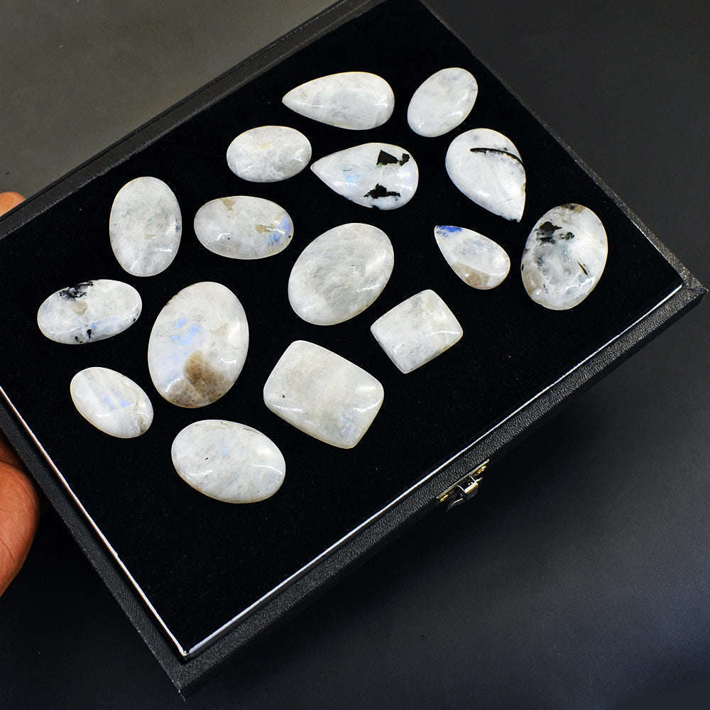 gemsmore:Exclusive Moonstone Untreated Gemstone Cabochon Lot gemsmore:Exclusive Moonstone Untreated Gemstone Cabochon Lot