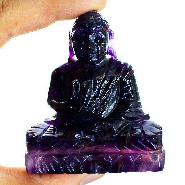gemsmore:Exclusive Multicolor Fluorite Carved Lord Buddha Idol