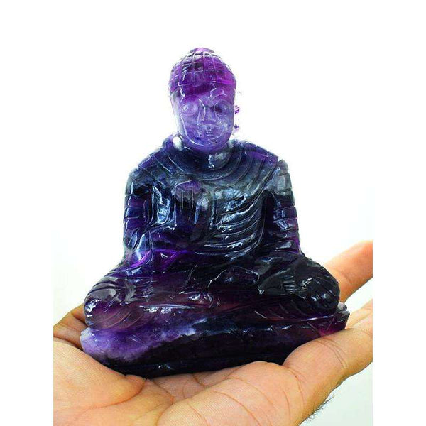 gemsmore:Exclusive Multicolor Fluorite Carved Lord Buddha Idol Statue