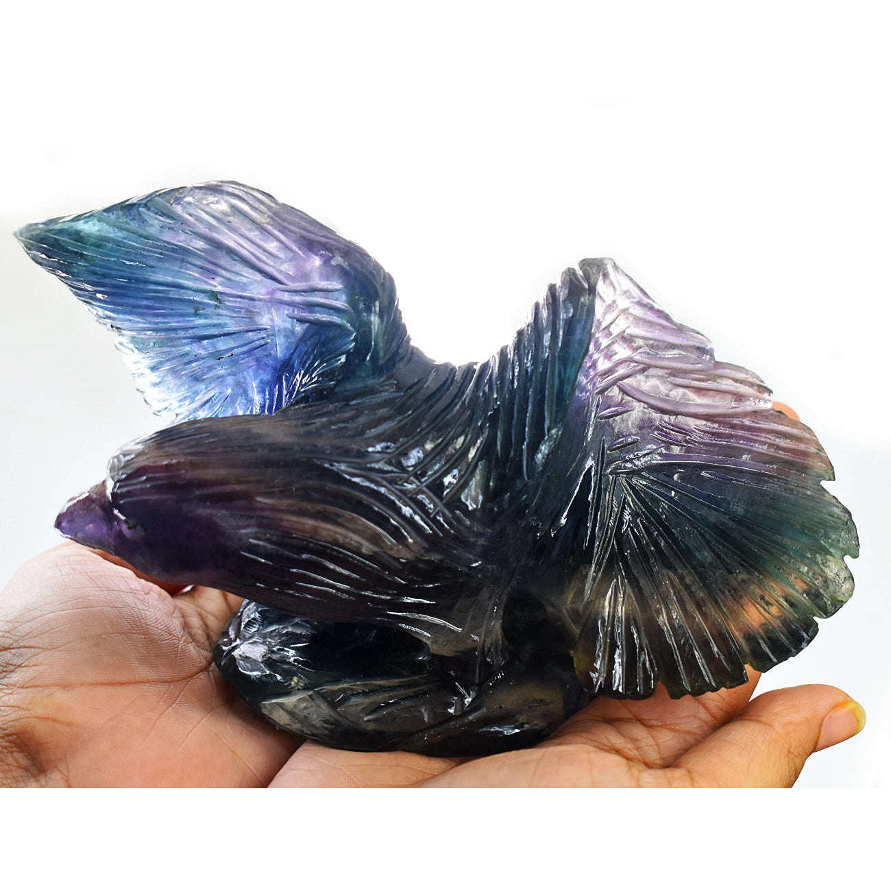 gemsmore:Exclusive Multicolor Fluorite Hand Carved Genuine Crystal Gemstone Carving Massive Eagle gemsmore:Exclusive Multicolor Fluorite Hand Carved Genuine Crystal Gemstone Carving Massive Eagle