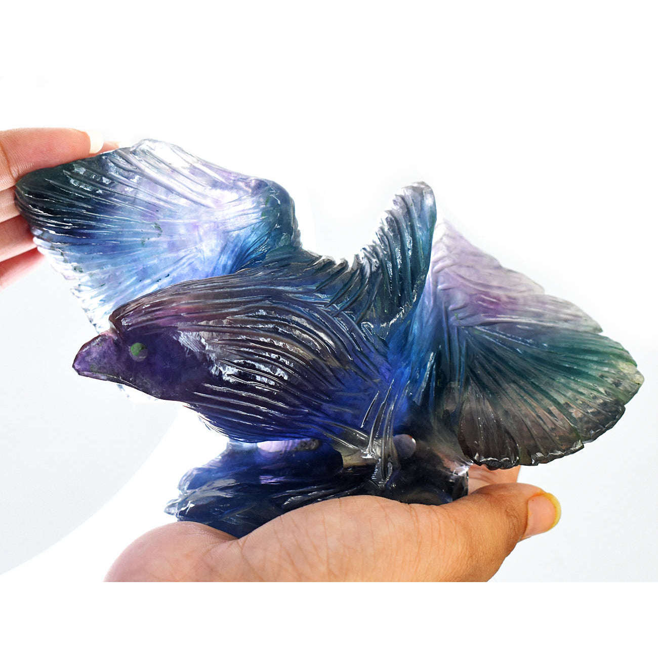 gemsmore:Exclusive Multicolor Fluorite Hand Carved Genuine Crystal Gemstone Carving Massive Eagle gemsmore:Exclusive Multicolor Fluorite Hand Carved Genuine Crystal Gemstone Carving Massive Eagle