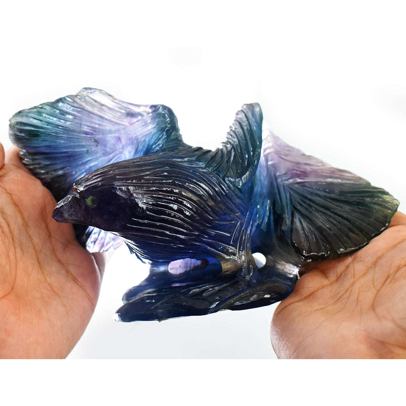 gemsmore:Exclusive Multicolor Fluorite Hand Carved Genuine Crystal Gemstone Carving Massive Eagle gemsmore:Exclusive Multicolor Fluorite Hand Carved Genuine Crystal Gemstone Carving Massive Eagle