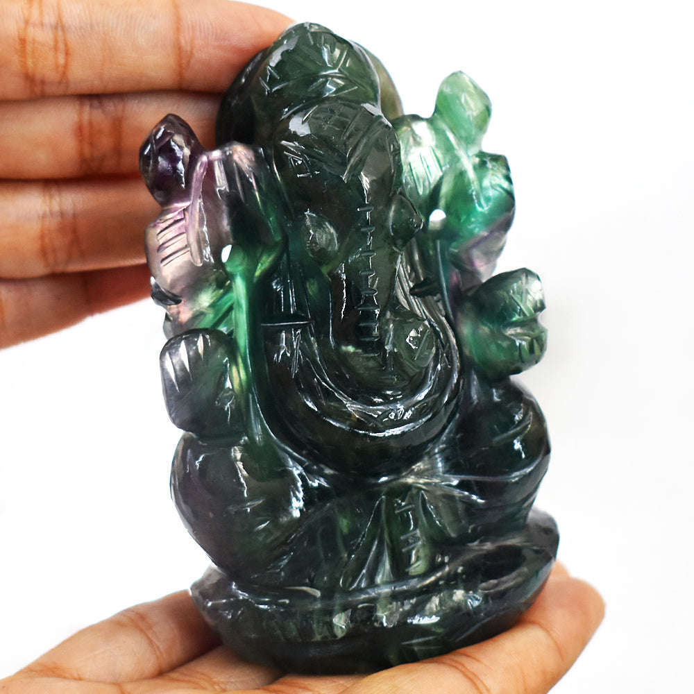 gemsmore:Exclusive Multicolor Fluorite Hand Carved Lord Ganesha gemsmore:Exclusive Multicolor Fluorite Hand Carved Lord Ganesha