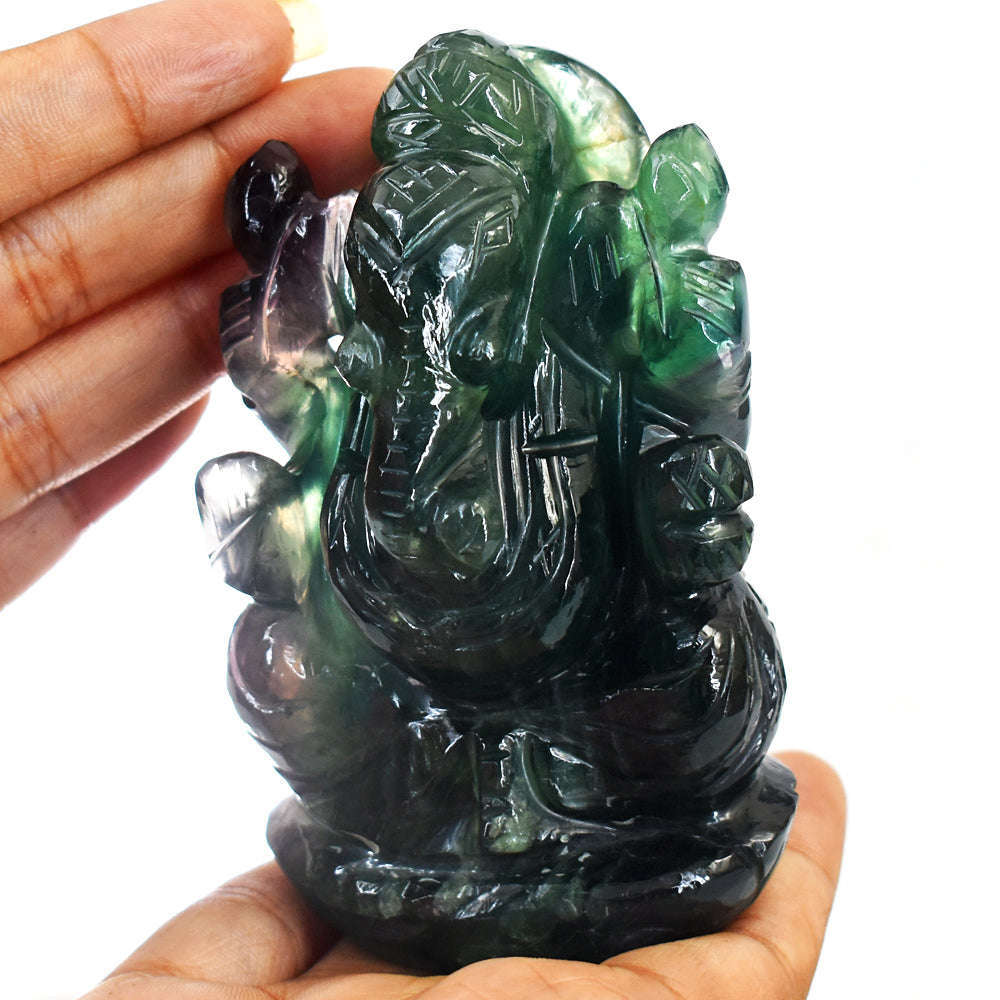 gemsmore:Exclusive Multicolor Fluorite Hand Carved Lord Ganesha gemsmore:Exclusive Multicolor Fluorite Hand Carved Lord Ganesha