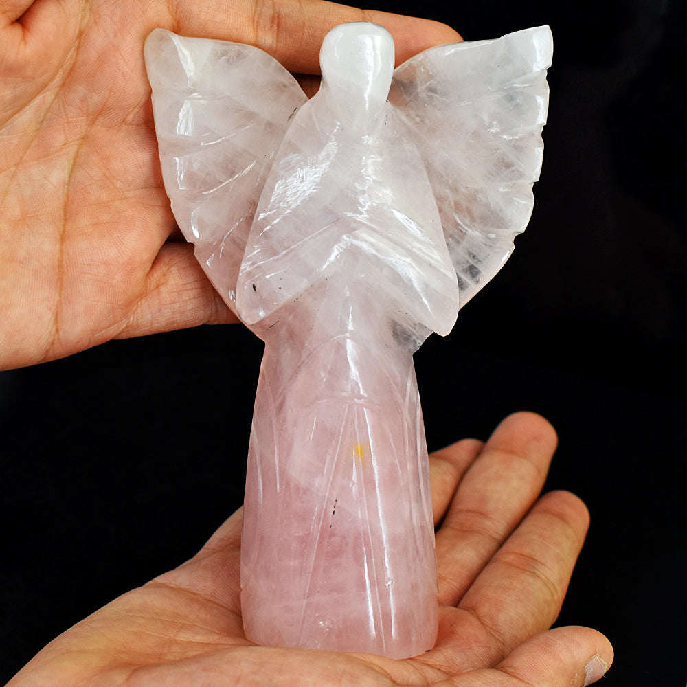 gemsmore:Exclusive Rose Quartz Hand Carved Genuine Crystal Gemstone Carving Praying Angel gemsmore:Exclusive Rose Quartz Hand Carved Genuine Crystal Gemstone Carving Praying Angel