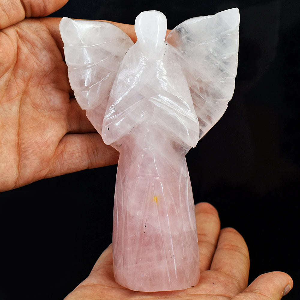 gemsmore:Exclusive Rose Quartz Hand Carved Genuine Crystal Gemstone Carving Praying Angel gemsmore:Exclusive Rose Quartz Hand Carved Genuine Crystal Gemstone Carving Praying Angel