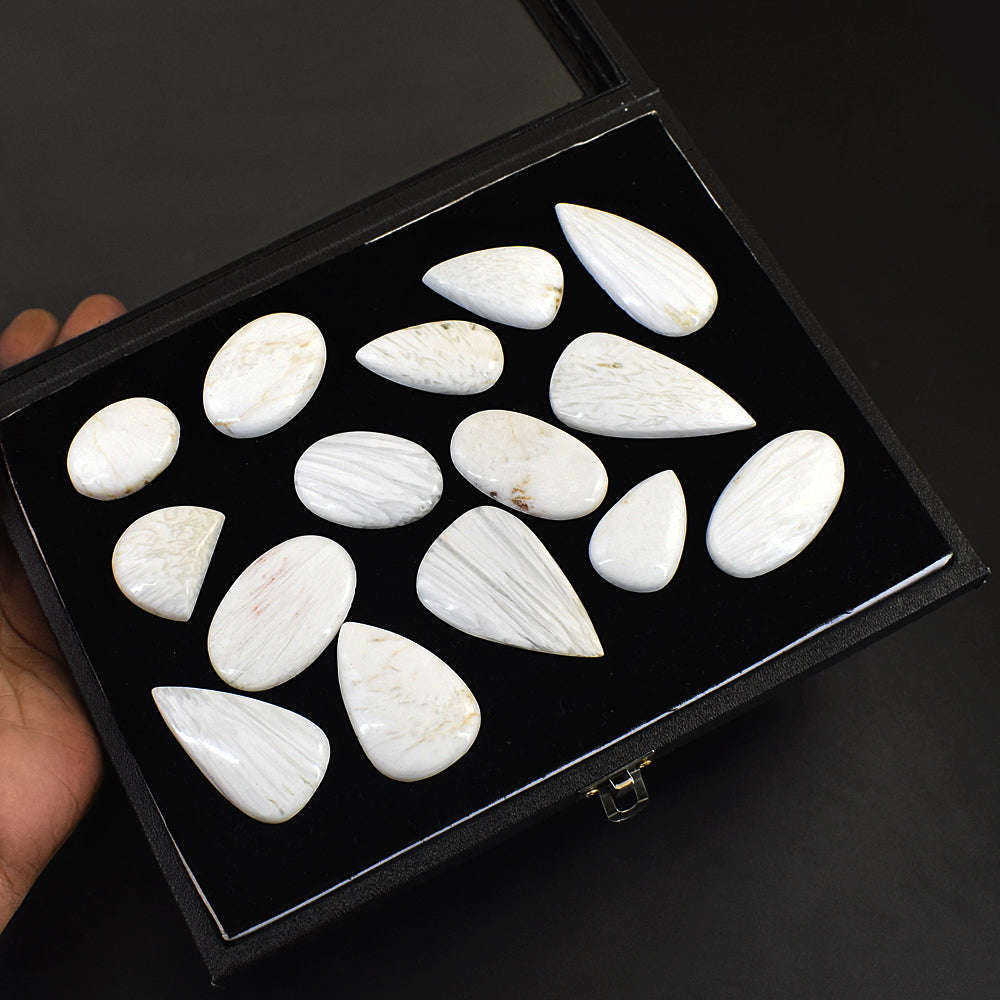 gemsmore:Exclusive Scolecite Untreated Gemstone Cabochon Lot gemsmore:Exclusive Scolecite Untreated Gemstone Cabochon Lot