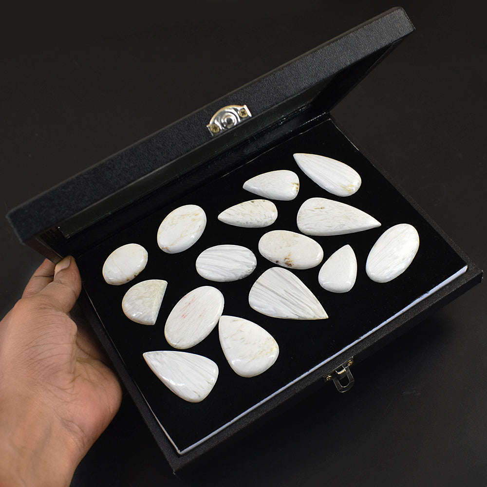 gemsmore:Exclusive Scolecite Untreated Gemstone Cabochon Lot gemsmore:Exclusive Scolecite Untreated Gemstone Cabochon Lot