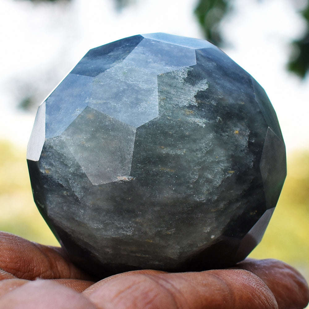 gemsmore:Exclusive Shadow Rutile Quartz Hand Carved Faceted Crystal Healing Sphere Gemstone gemsmore:Exclusive Shadow Rutile Quartz Hand Carved Faceted Crystal Healing Sphere Gemstone