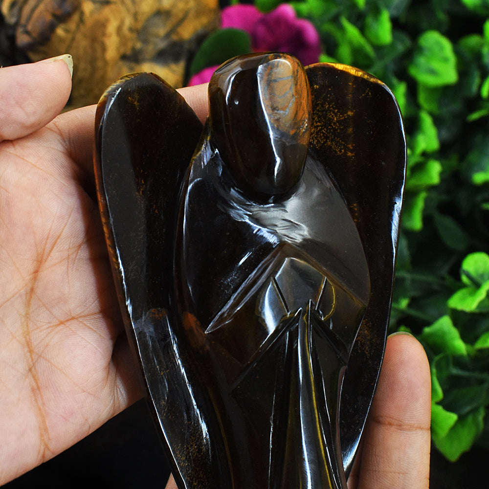 gemsmore:Exclusive Tiger Eye  Hand Carved Angel gemsmore:Exclusive Tiger Eye  Hand Carved Angel