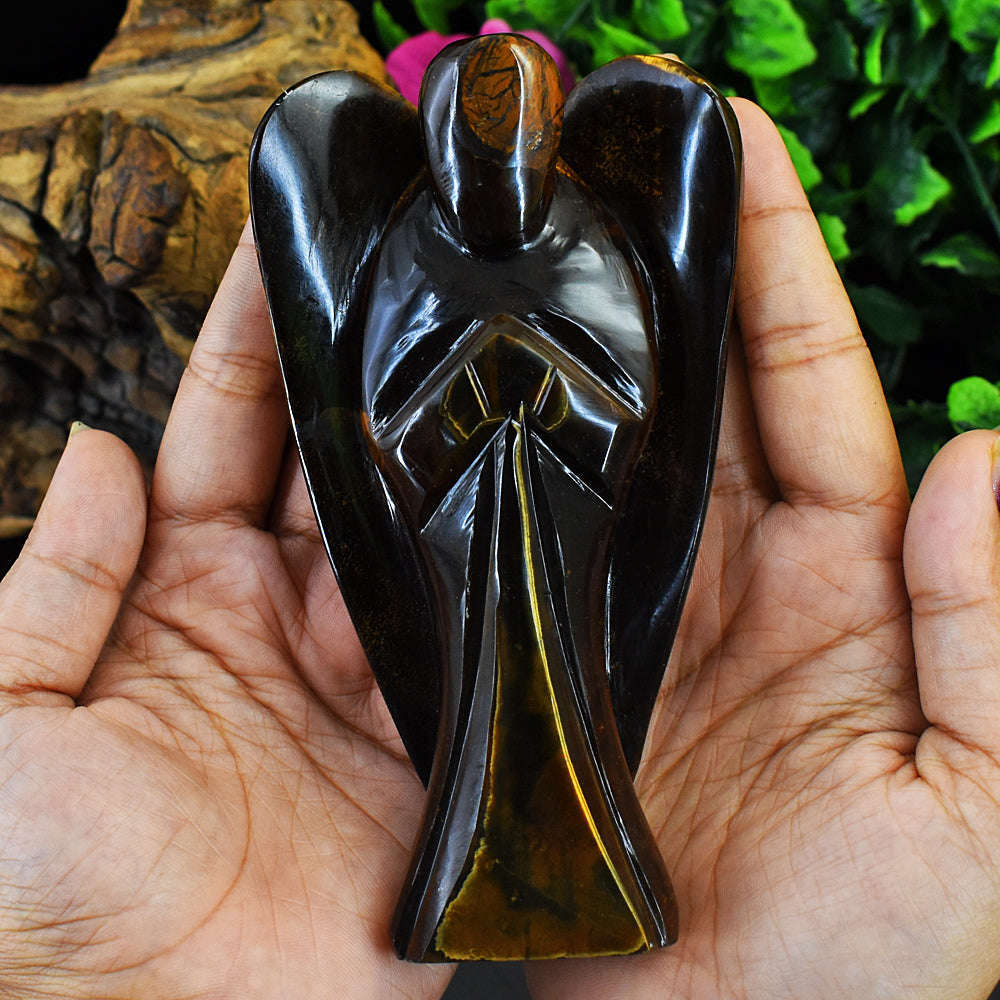 gemsmore:Exclusive Tiger Eye  Hand Carved Angel gemsmore:Exclusive Tiger Eye  Hand Carved Angel