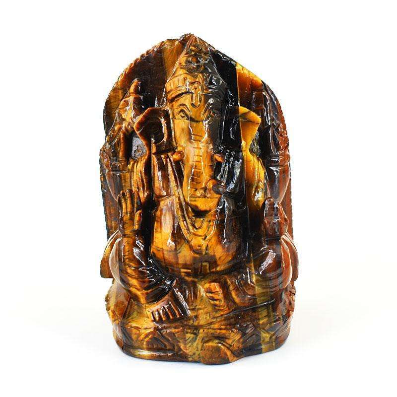 gemsmore:Exclusive Tiger Eye Hand Carved Genuine Crystal Gemstone Carving Lord Ganesha gemsmore:Exclusive Tiger Eye Hand Carved Genuine Crystal Gemstone Carving Lord Ganesha