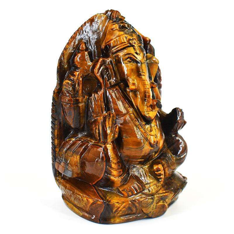 gemsmore:Exclusive Tiger Eye Hand Carved Genuine Crystal Gemstone Carving Lord Ganesha gemsmore:Exclusive Tiger Eye Hand Carved Genuine Crystal Gemstone Carving Lord Ganesha