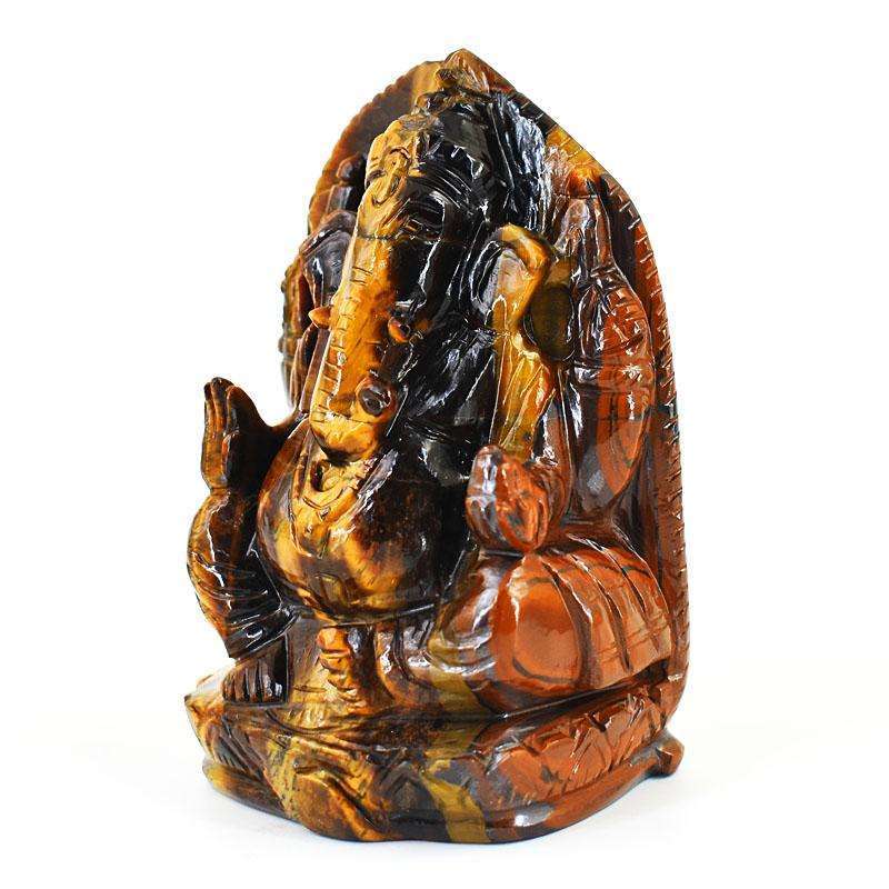 gemsmore:Exclusive Tiger Eye Hand Carved Genuine Crystal Gemstone Carving Lord Ganesha gemsmore:Exclusive Tiger Eye Hand Carved Genuine Crystal Gemstone Carving Lord Ganesha