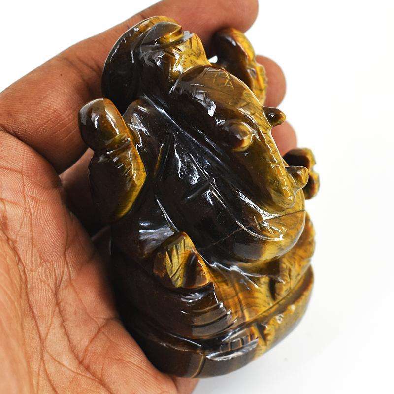 gemsmore:Exclusive Tiger Eye Hand Carved Genuine Crystal Gemstone Carving Lord Ganesha gemsmore:Exclusive Tiger Eye Hand Carved Genuine Crystal Gemstone Carving Lord Ganesha