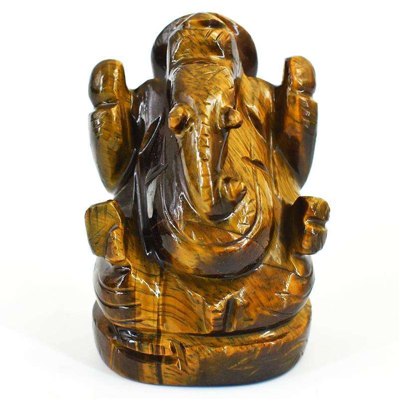 gemsmore:Exclusive Tiger Eye Hand Carved Genuine Crystal Gemstone Carving Lord Ganesha gemsmore:Exclusive Tiger Eye Hand Carved Genuine Crystal Gemstone Carving Lord Ganesha