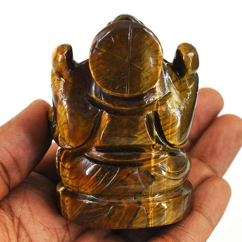 gemsmore:Exclusive Tiger Eye Hand Carved Genuine Crystal Gemstone Carving Lord Ganesha gemsmore:Exclusive Tiger Eye Hand Carved Genuine Crystal Gemstone Carving Lord Ganesha