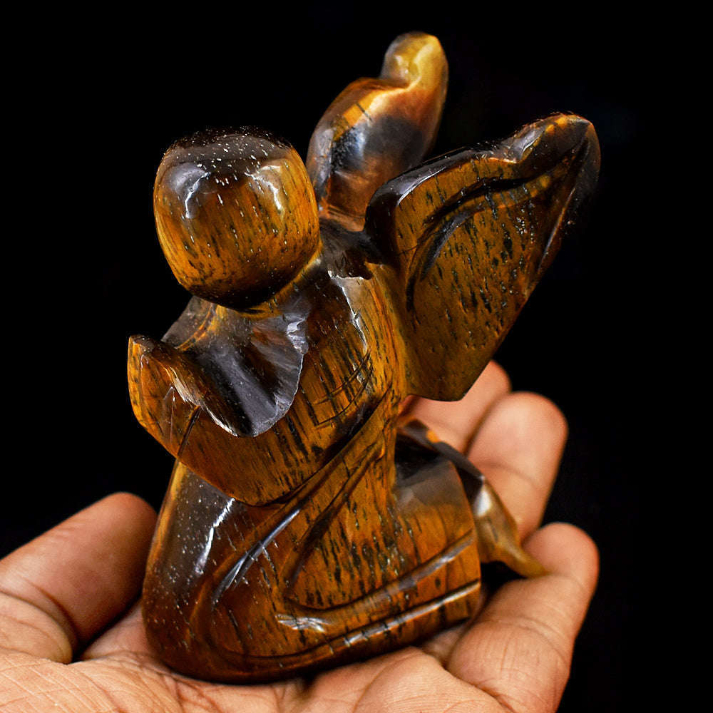 gemsmore:Exclusive Tiger Eye Hand Carved Genuine Crystal Gemstone Carving Praying Angel gemsmore:Exclusive Tiger Eye Hand Carved Genuine Crystal Gemstone Carving Praying Angel