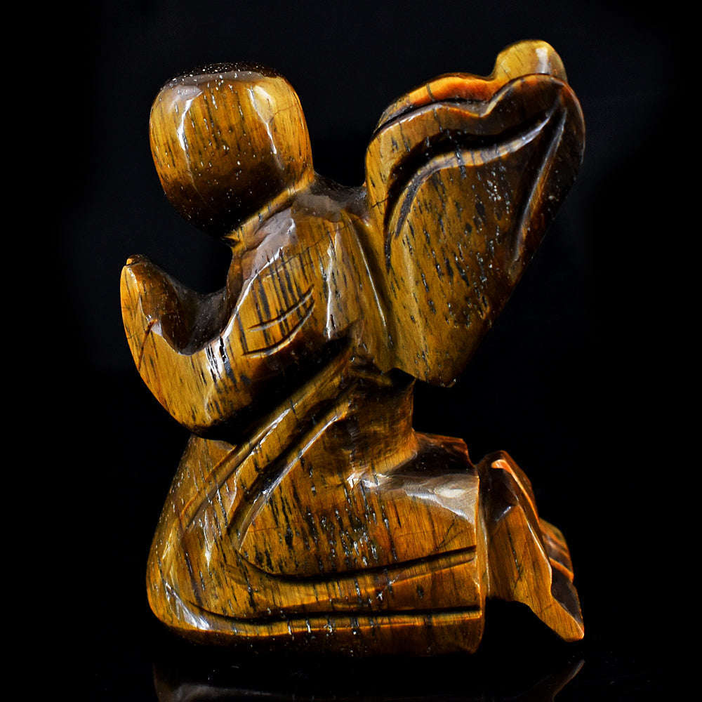 gemsmore:Exclusive Tiger Eye Hand Carved Genuine Crystal Gemstone Carving Praying Angel gemsmore:Exclusive Tiger Eye Hand Carved Genuine Crystal Gemstone Carving Praying Angel