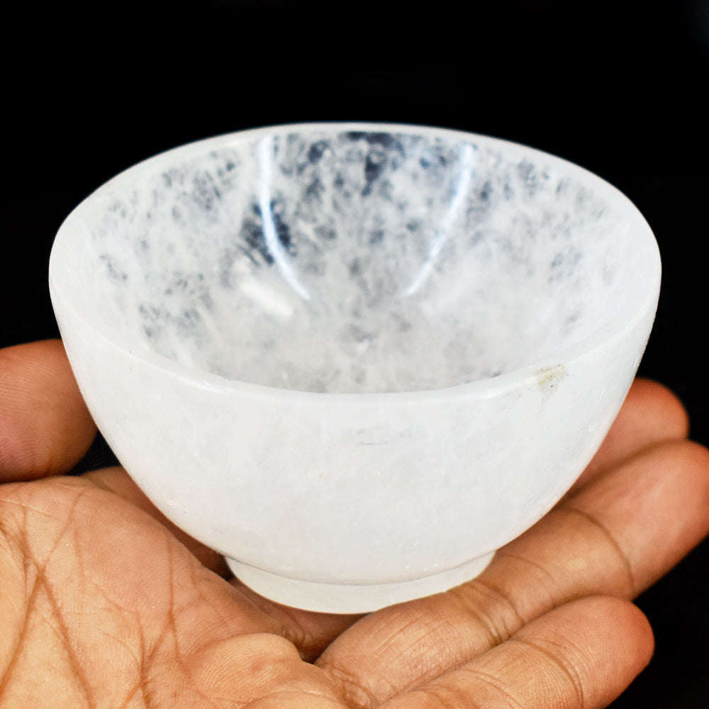 gemsmore:Exclusive White Quartz Hand Carved Genuine Crystal Gemstone Carving Healing Bowl gemsmore:Exclusive White Quartz Hand Carved Genuine Crystal Gemstone Carving Healing Bowl