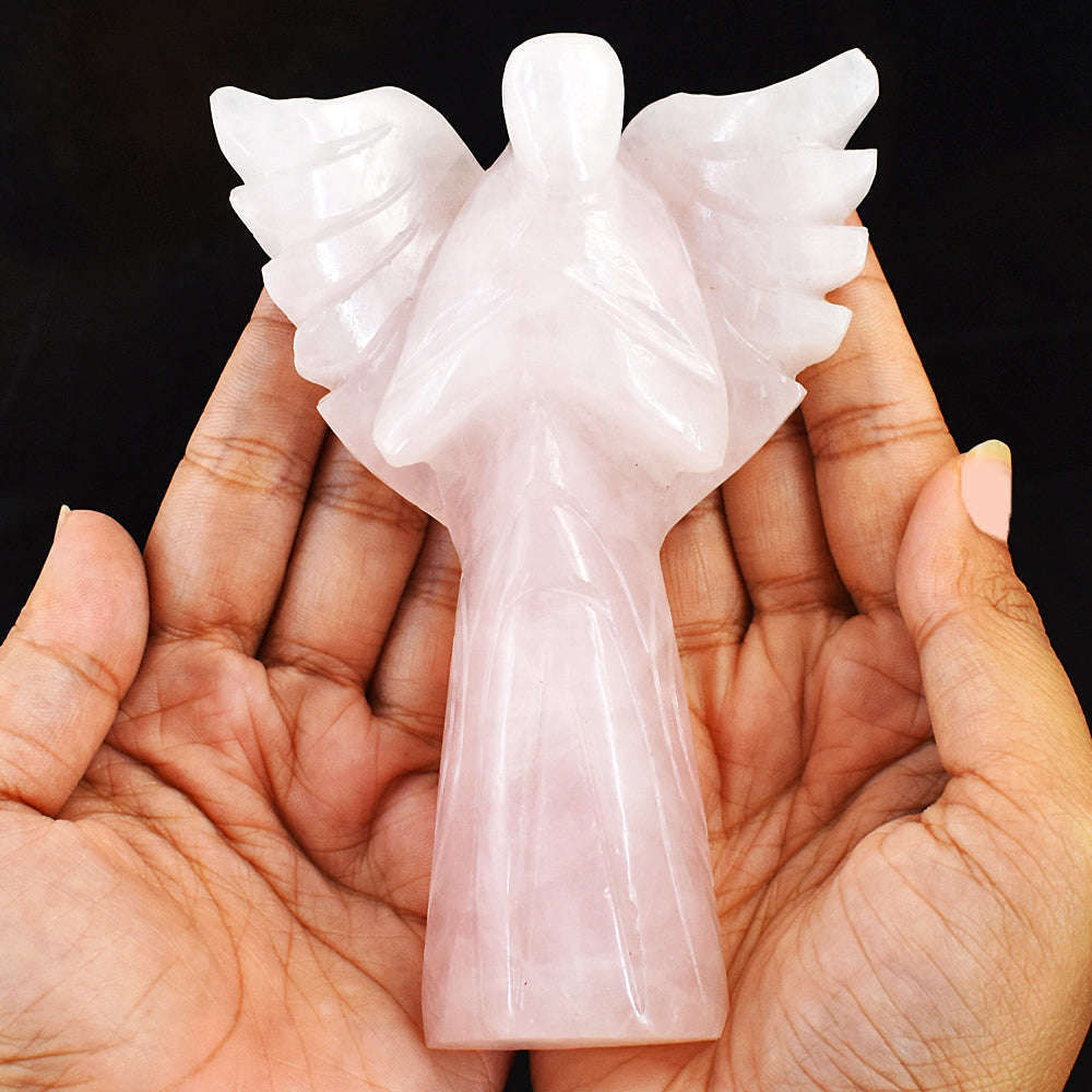 gemsmore:Exlusive Rose Quartz Hand Carved Genuine Crystal Gemstone Carving Healing Praying Angel gemsmore:Exlusive Rose Quartz Hand Carved Genuine Crystal Gemstone Carving Healing Praying Angel