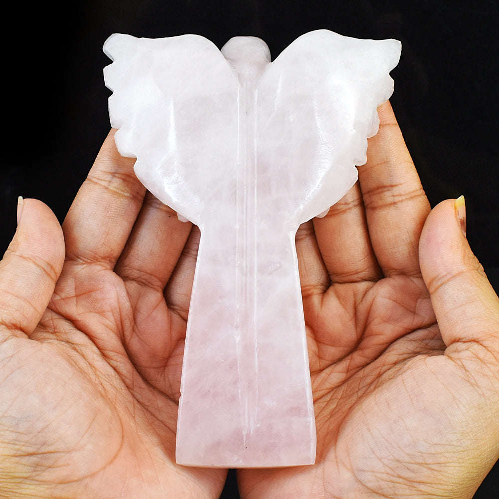 gemsmore:Exlusive Rose Quartz Hand Carved Genuine Crystal Gemstone Carving Healing Praying Angel gemsmore:Exlusive Rose Quartz Hand Carved Genuine Crystal Gemstone Carving Healing Praying Angel
