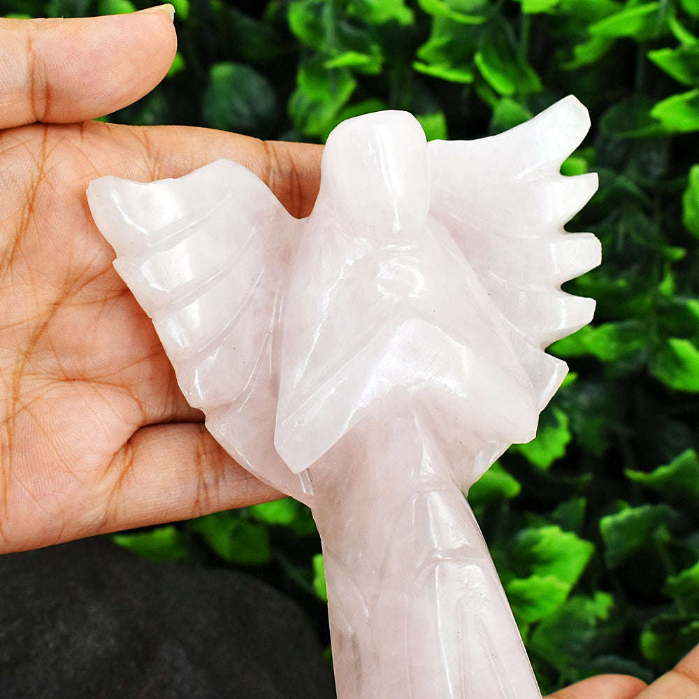 gemsmore:Exlusive Rose Quartz Hand Carved Genuine Crystal Gemstone Carving Healing Praying Angel gemsmore:Exlusive Rose Quartz Hand Carved Genuine Crystal Gemstone Carving Healing Praying Angel