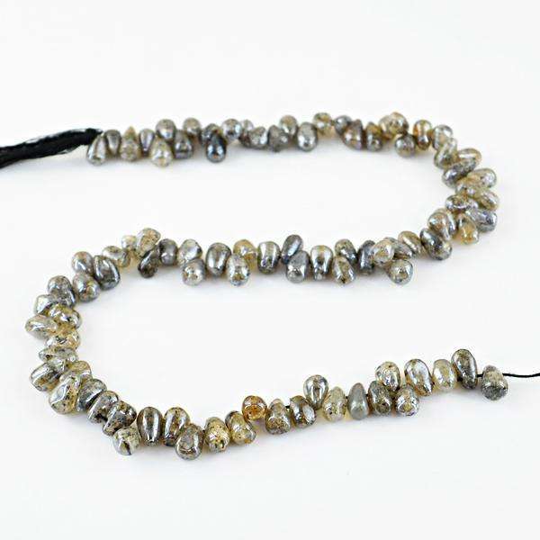 gemsmore:Natural Coated Labradorite Tear Drop Drilled Beads Strand