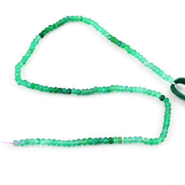 gemsmore:Natural Faceted Green Fluorite Round Shape Drilled Beads Strand