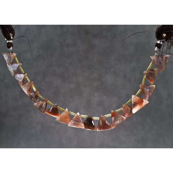 gemsmore:Genuine 127 Carats 08 Inches Chocolate Moonstone Faceted Beads Strand