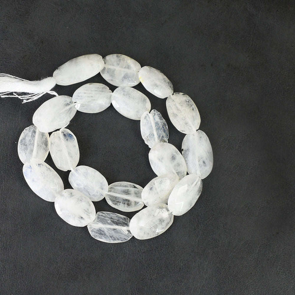 gemsmore:Genuine 151 Carats Blue Flash Moonstone Faceted Beads Strand Of 13"