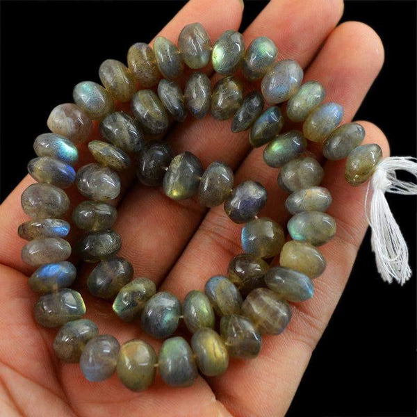 gemsmore:Genuine 273.45 Cts Drilled Blue Labradorite Beads Strand