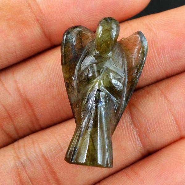 gemsmore:Genuine 33.40 Cts Carved Healing Angel Labradorite Gemstone gemsmore:Genuine 33.40 Cts Carved Healing Angel Labradorite Gemstone
