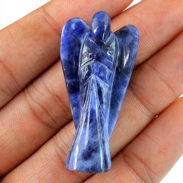 gemsmore:Genuine 51.40 Cts Carved Healing Angel Blue Sodalite Gemstone gemsmore:Genuine 51.40 Cts Carved Healing Angel Blue Sodalite Gemstone